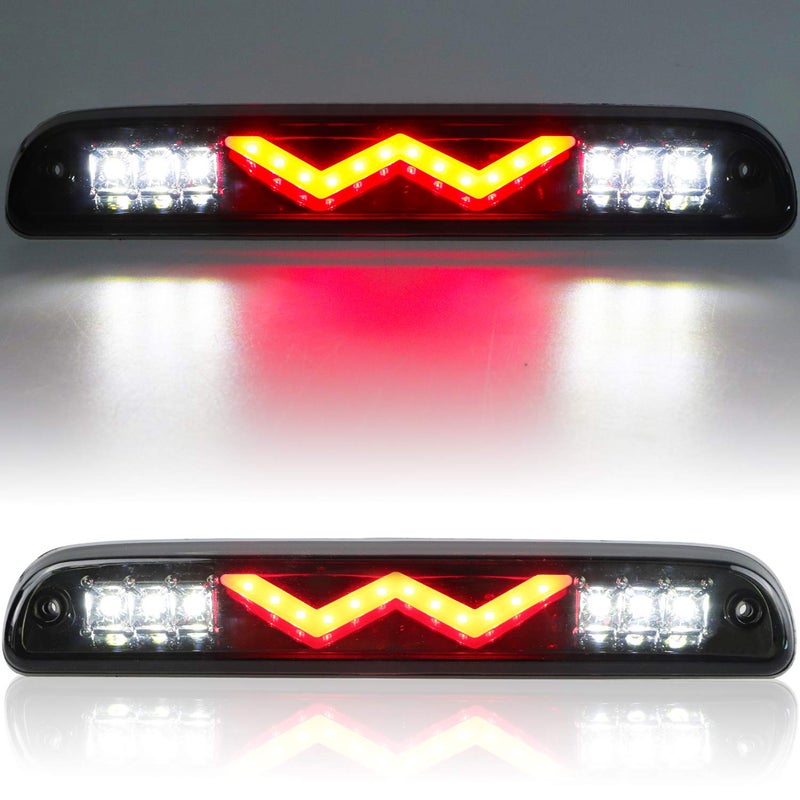 Tresound 3rd Third Brake Light for Ford F250 F350 Super Duty/for Explorer/for Ranger/for Mazda B series, Cargo Light Center High Mount Dual Row LED Lamp Tail Light Electroplating Housing (Smoked) - Image 1